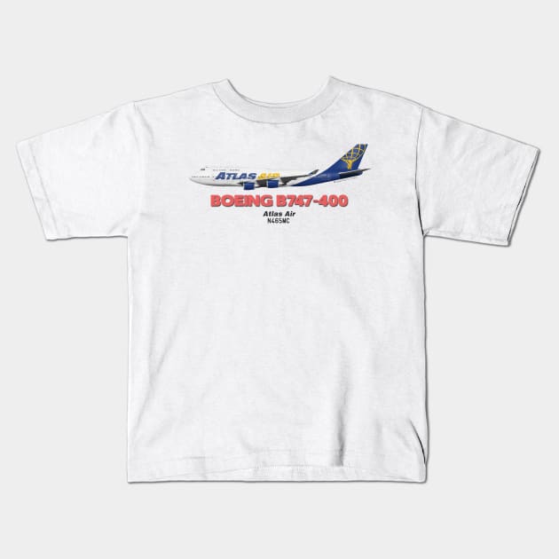 Boeing B747-400 - Atlas Air Kids T-Shirt by TheArtofFlying